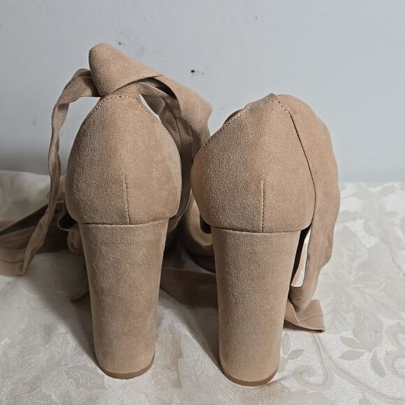 Lulu's Tan Wrap Suede Heels - Picture 6 of 8